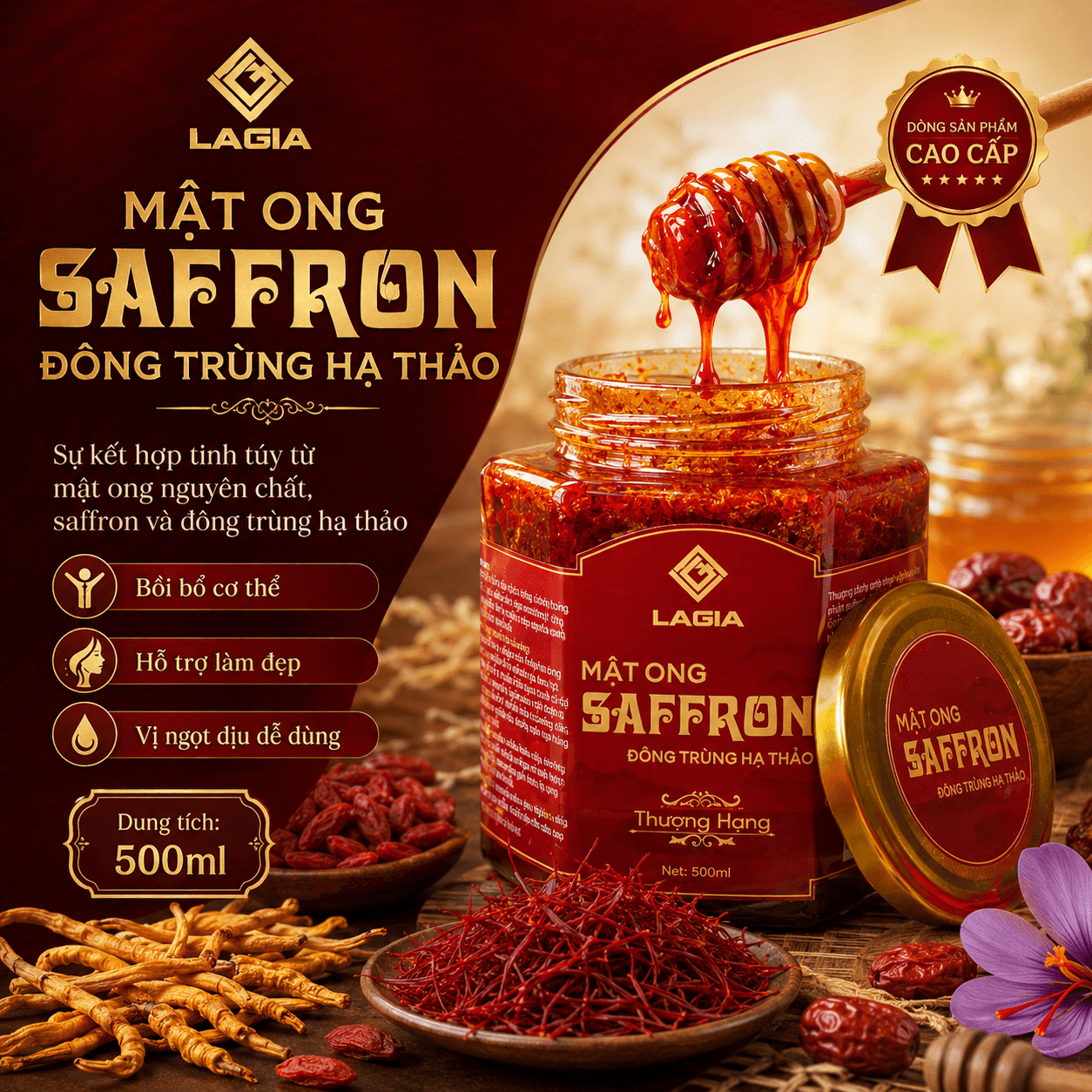Mật Ong Saffron Đông Trùng Hạ Thảo