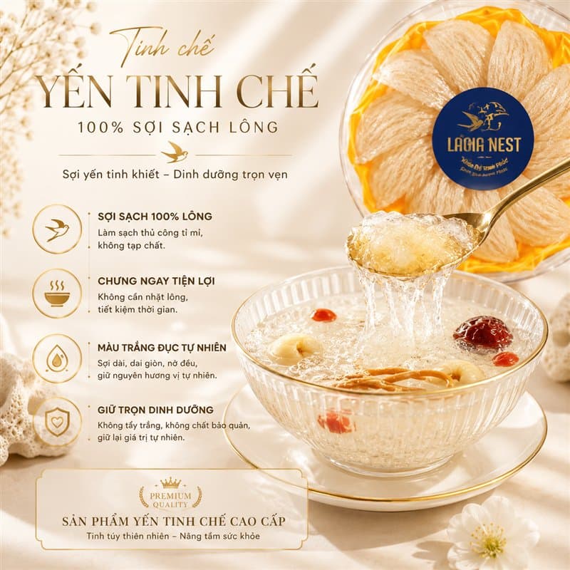 Yến Tinh Chế Sợi Sạch Lông