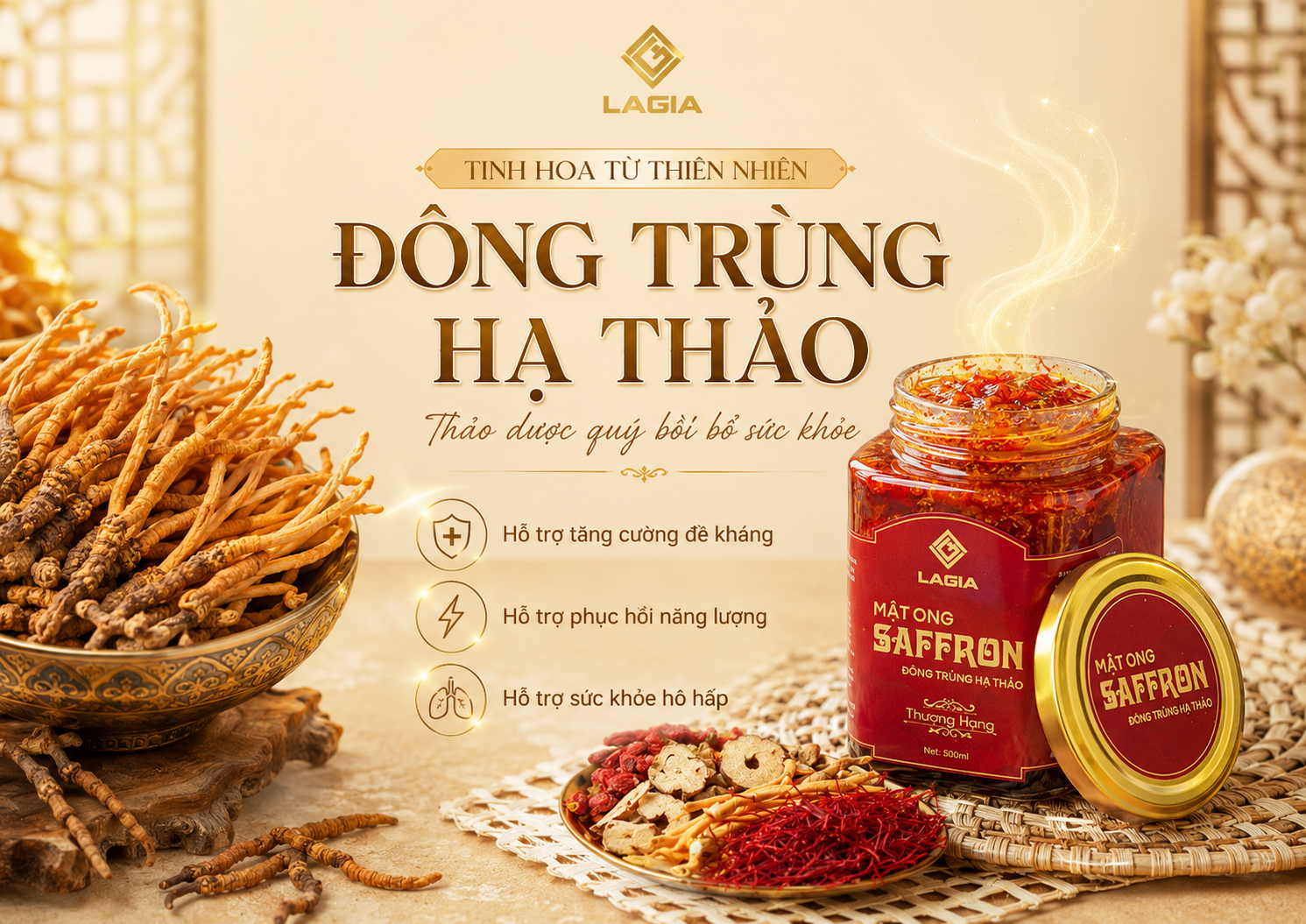 Đông trùng hạ thảo thảo dược quý hỗ trợ tăng đề kháng, phục hồi năng lượng, tốt cho hô hấp