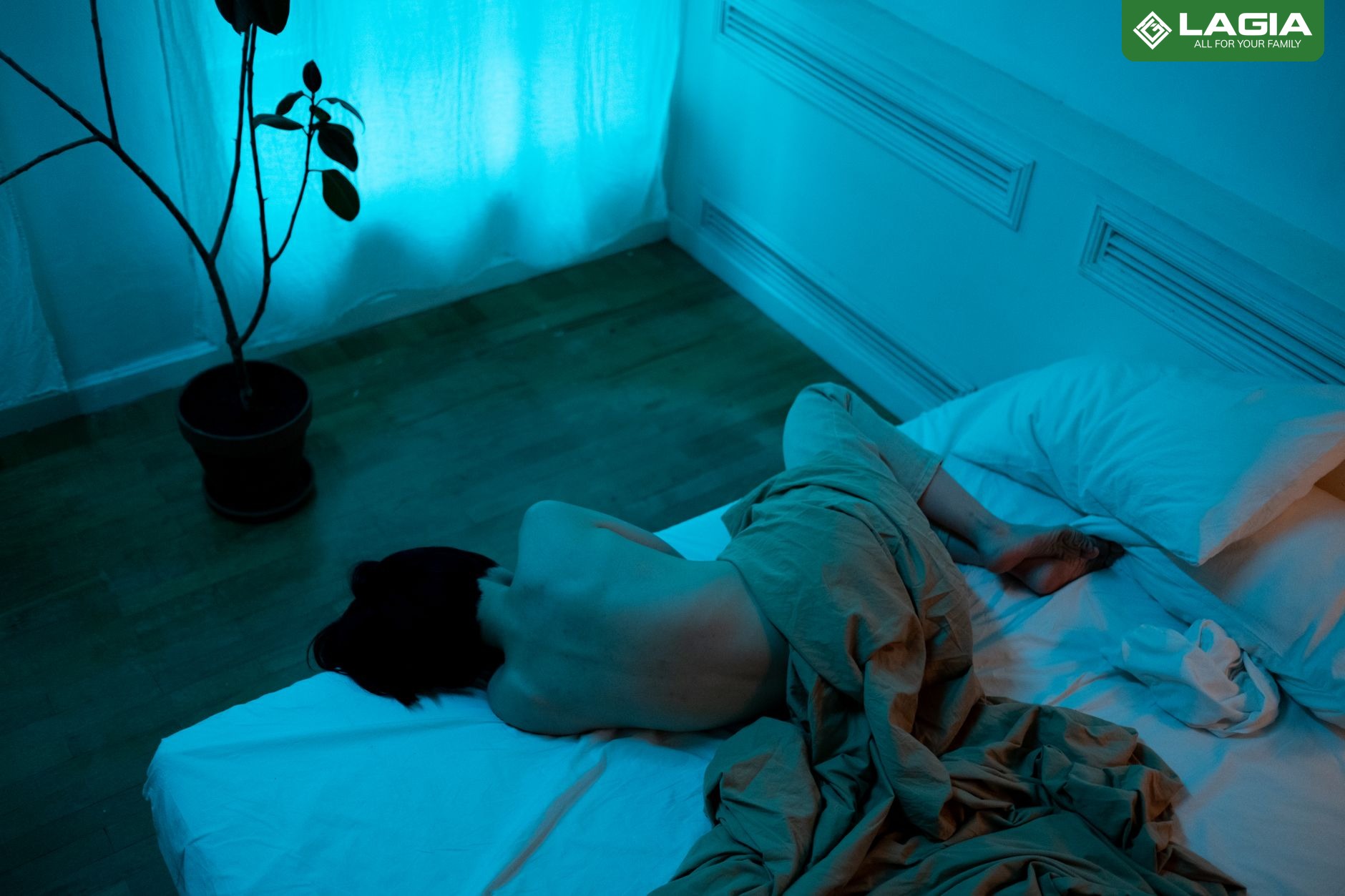 Người dùng điện thoại trên giường trước khi ngủ, ánh sáng xanh ảnh hưởng đến melatonin