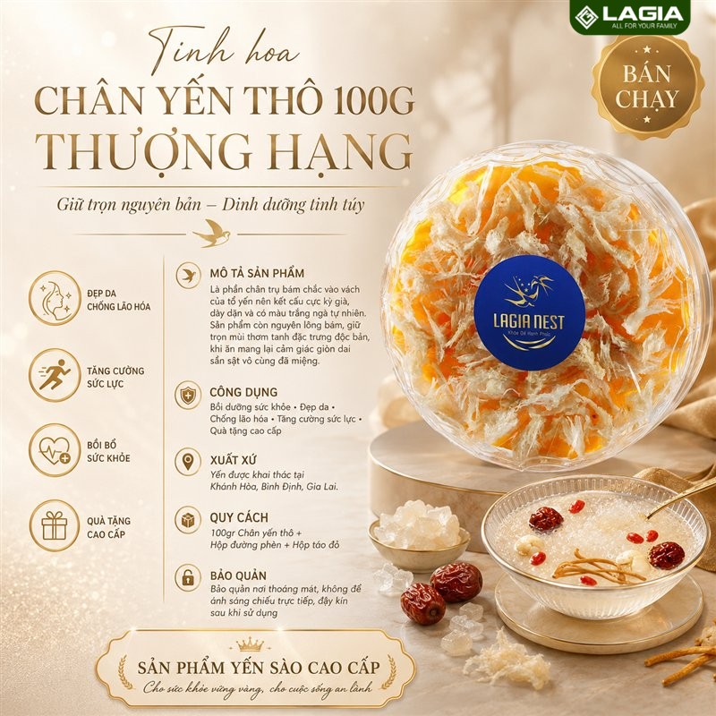 Chân yến thô LAGIA giàu dưỡng chất bồi bổ cơ thể
